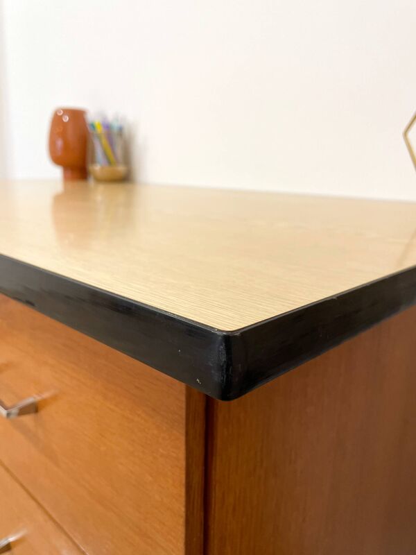 Bureau vintage bois & formica – années 60/70