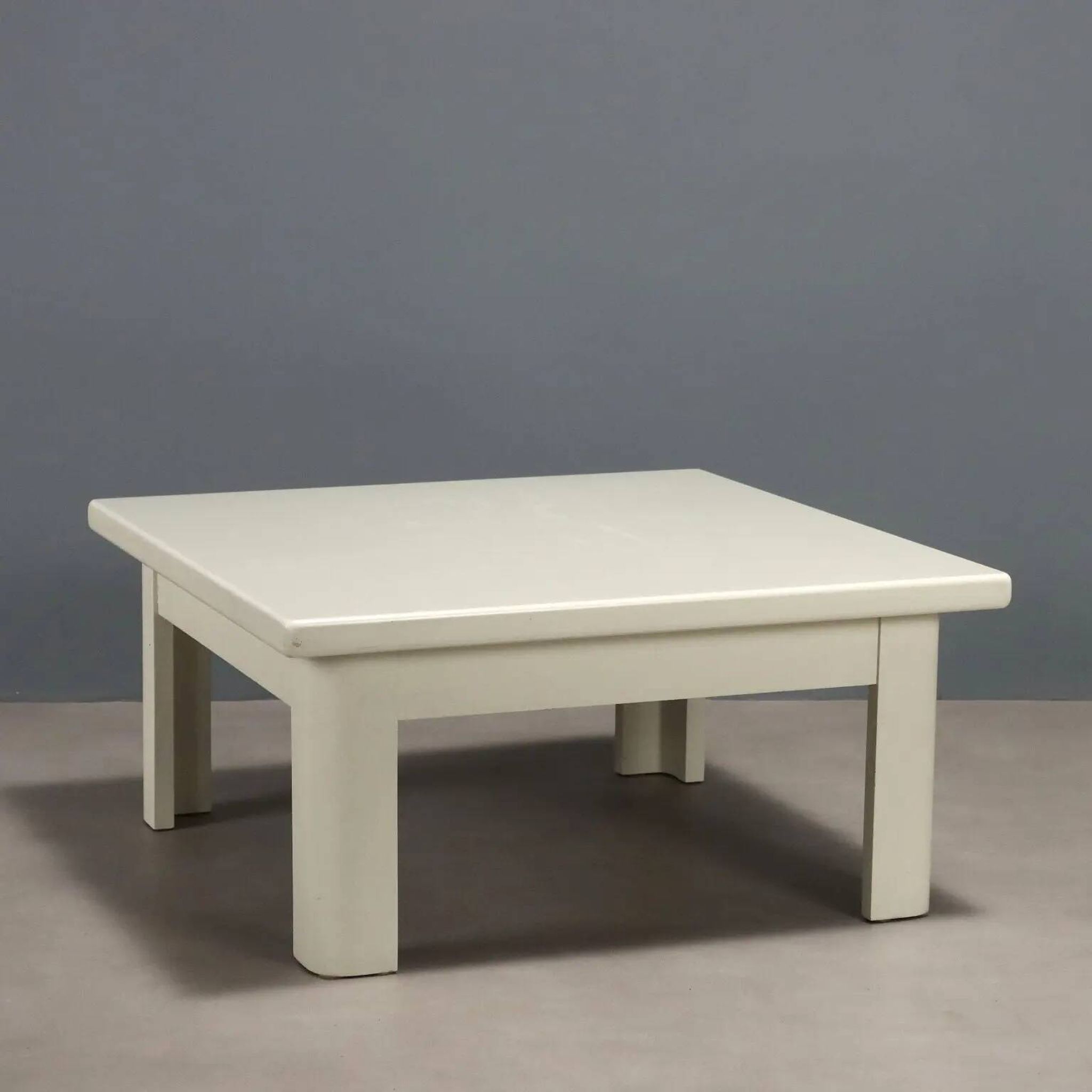 Vintage white lacquered wooden coffee table, designer, Italy, 1970s.