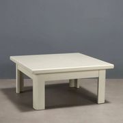 Vintage white lacquered wooden coffee table, designer, Italy, 1970s.
