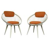Scandinavian Circle Armchairs attributed to Yngve Ekström, 1960s, Set of 2