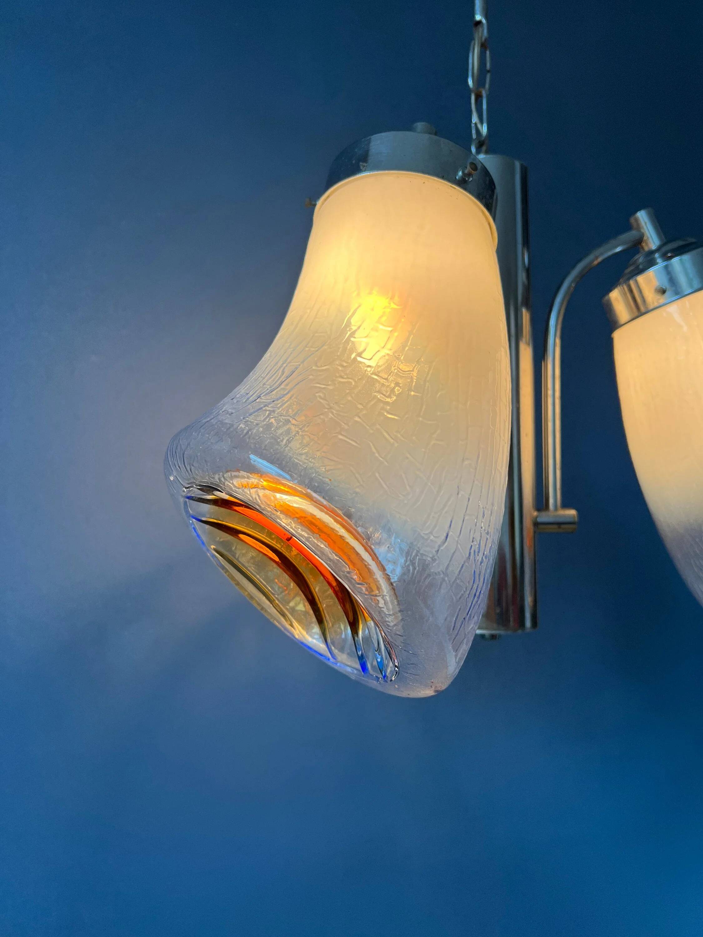 70s Mid Century Murano glass chandelier in Mazzega style.