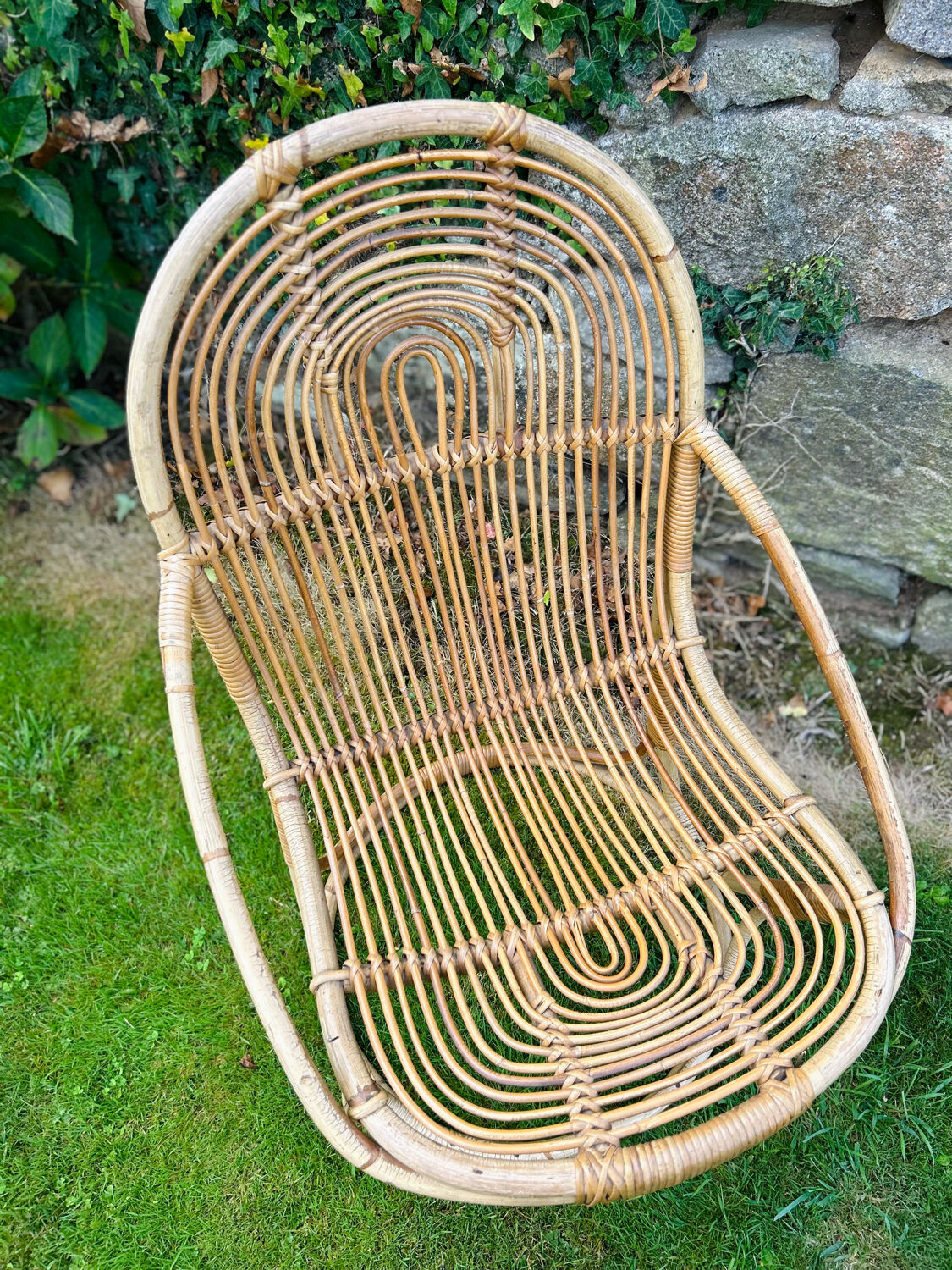 Designer rattan armchair