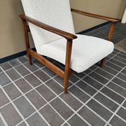 GFM-142 armchair, design by Edmund Homa from the 70s, white ivory boucle - 2 pieces available