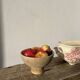 Vintage brown stoneware standing cup / empty pocket or fruit cup