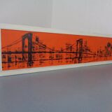 Brooklyn Bridge, New York, 1970s, Acrylic on Wood, Framed