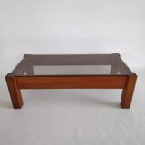 Vintage coffee table in solid elm and smoked graphit from the years 70