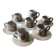 Service à café en grès signé Gustave Le Murier – 6 tasses, 6 soucoupes