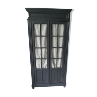 Wardrobe, cupboard 1900 slate gray, 2 doors without glass dressed with a veil