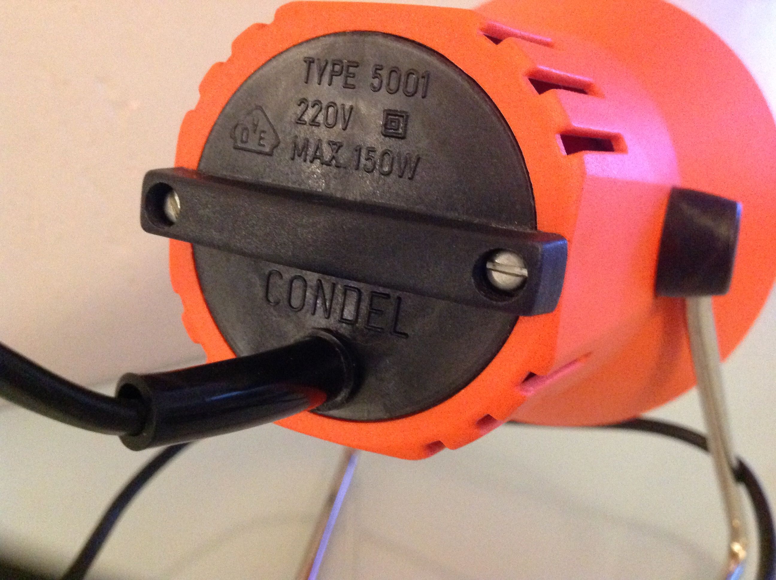 Orange infrared lamp by Condel / vintage 70s