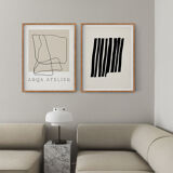 Framed set of two abstract giclee prints, 50x70