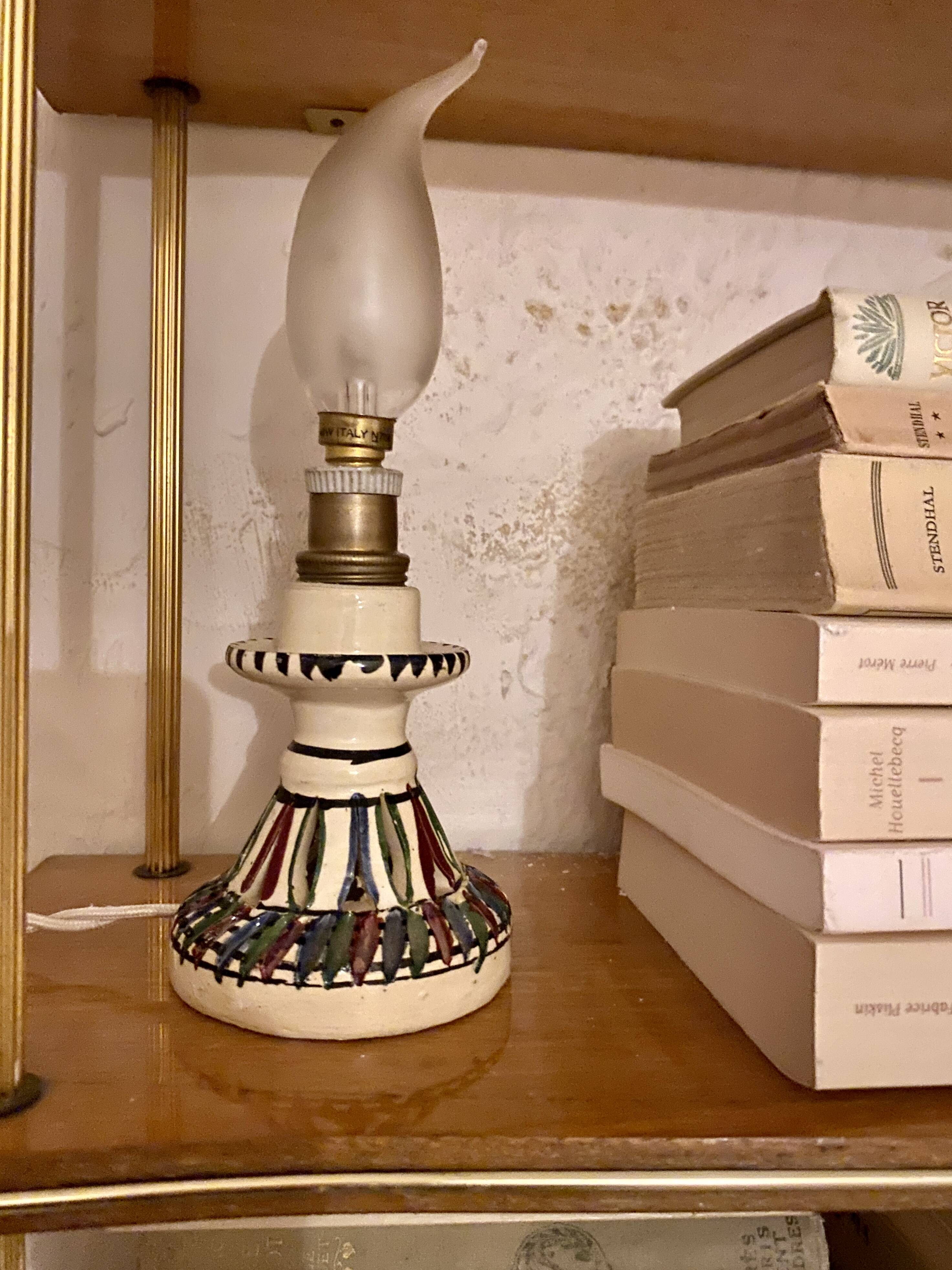 Mini ceramic lamp, braided fabric cable