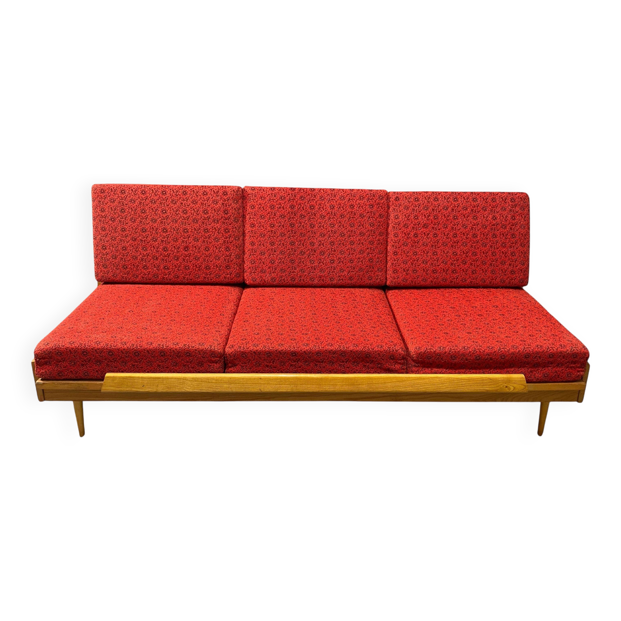 Mid-century folding sofa bed by Drevotvar, 1970s, Czechoslovakia