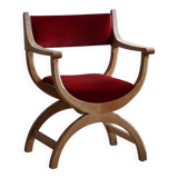 Henning Kjærnulf, Oak and velvet armchair, Model "Kurul", Mid-century, 1960s