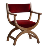 Henning Kjærnulf, Fauteuil en chêne et velours, Modèle "Kurul", Milieu du siècle, années 1960