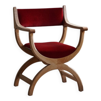 Henning Kjærnulf, Oak and velvet armchair, Model "Kurul", Mid-century, 1960s