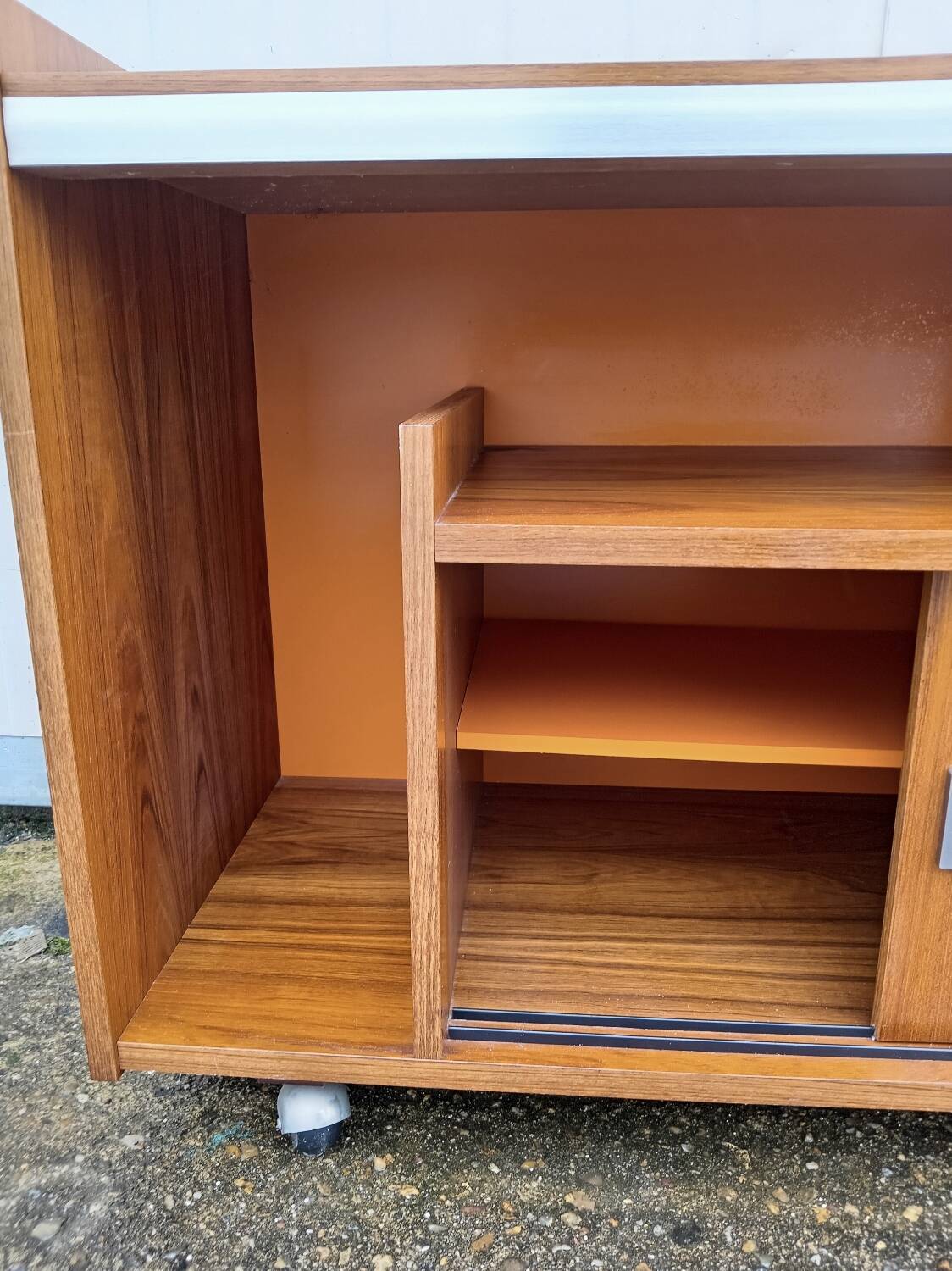 Vintage teak hifi cabinet by Berlioz 1970