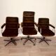 3 brown velvet armchairs