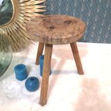 Raw wooden tripod stool