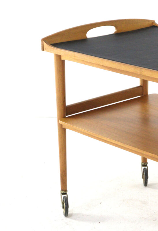 mid century modern wooden Trolley with removable tray