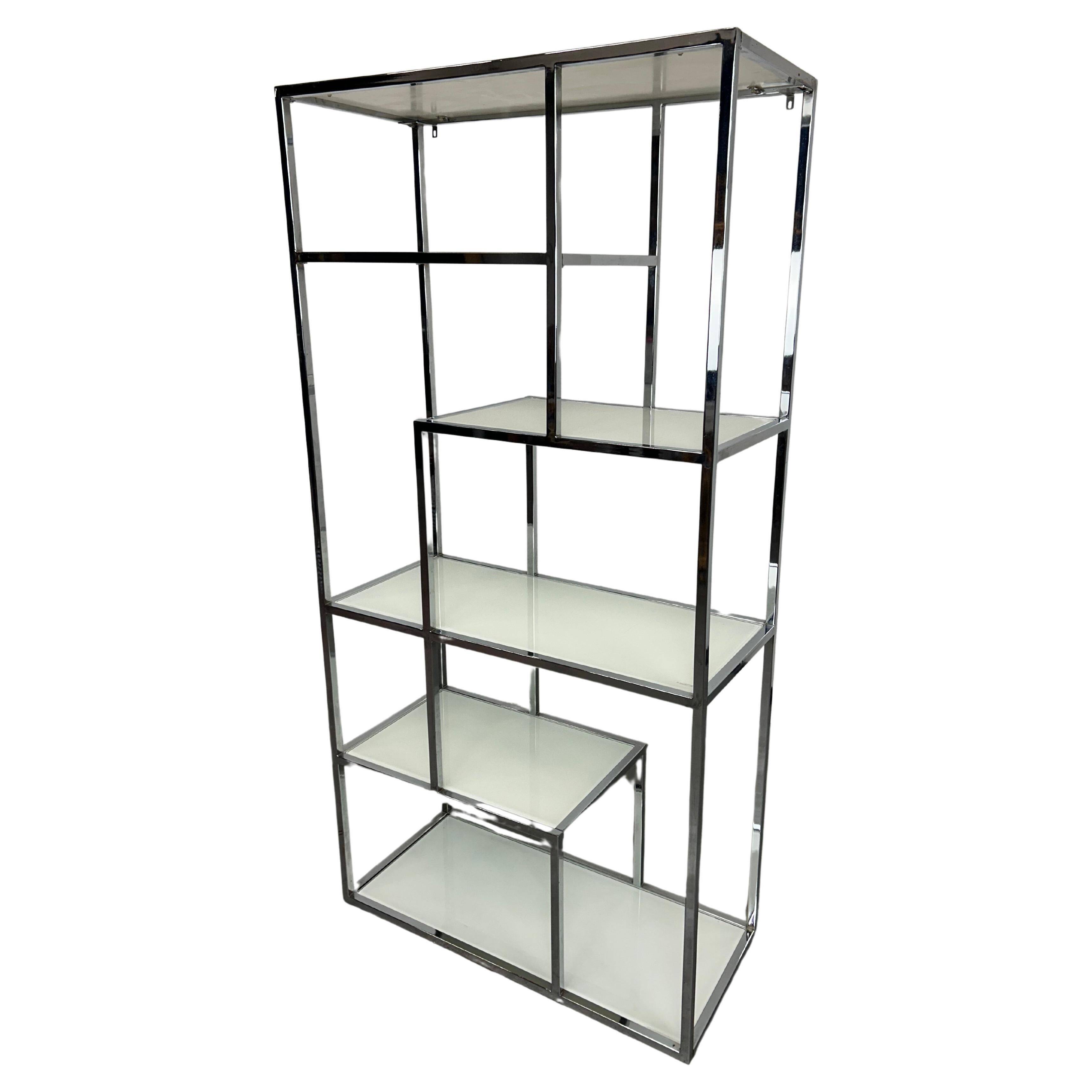 Mid-century modern chrome shelf by Milo Baughman