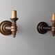 Pair of Charles Dudouyt French Turned Wood Wall Sconces, 1940s