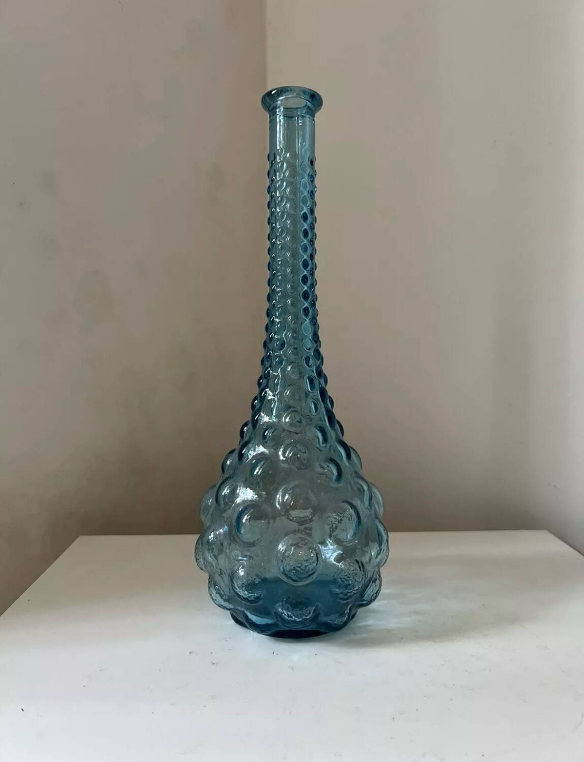 Vintage carafe with blue bubbles, glass, Empoli, Italy, 1960s