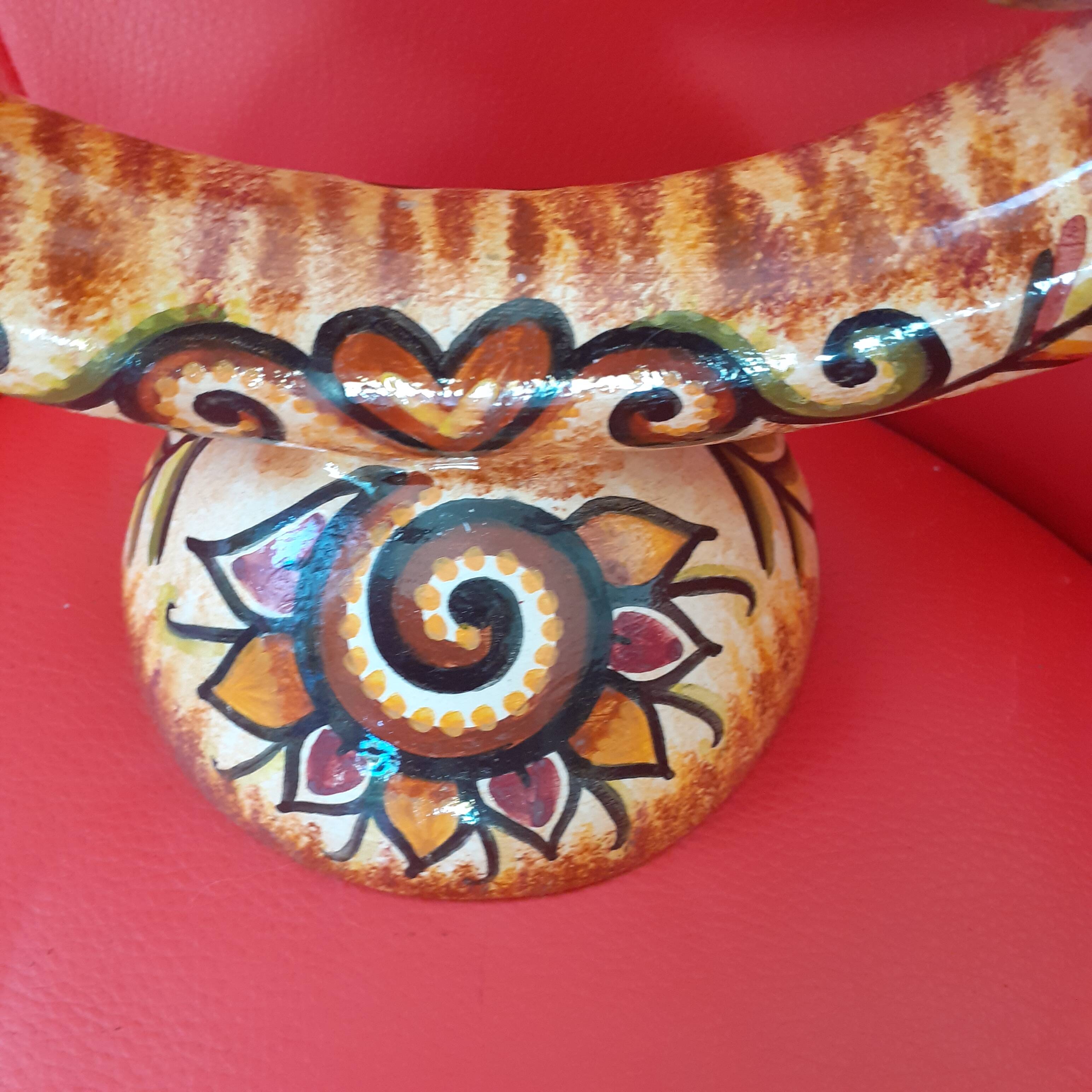 Antique Paul Fouillen candle holder. Quimper. Hand painted. 2 candles.