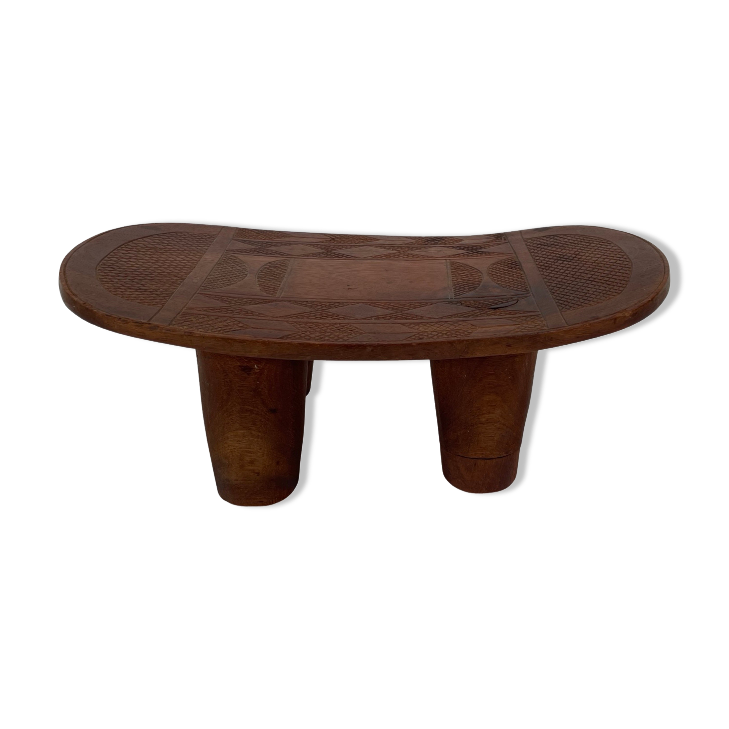 Vintage African hand-carved wooden Senufo stool bench design
