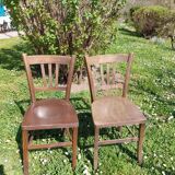 2 vintage wooden bistro chairs