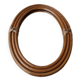 Oval rattan mirror