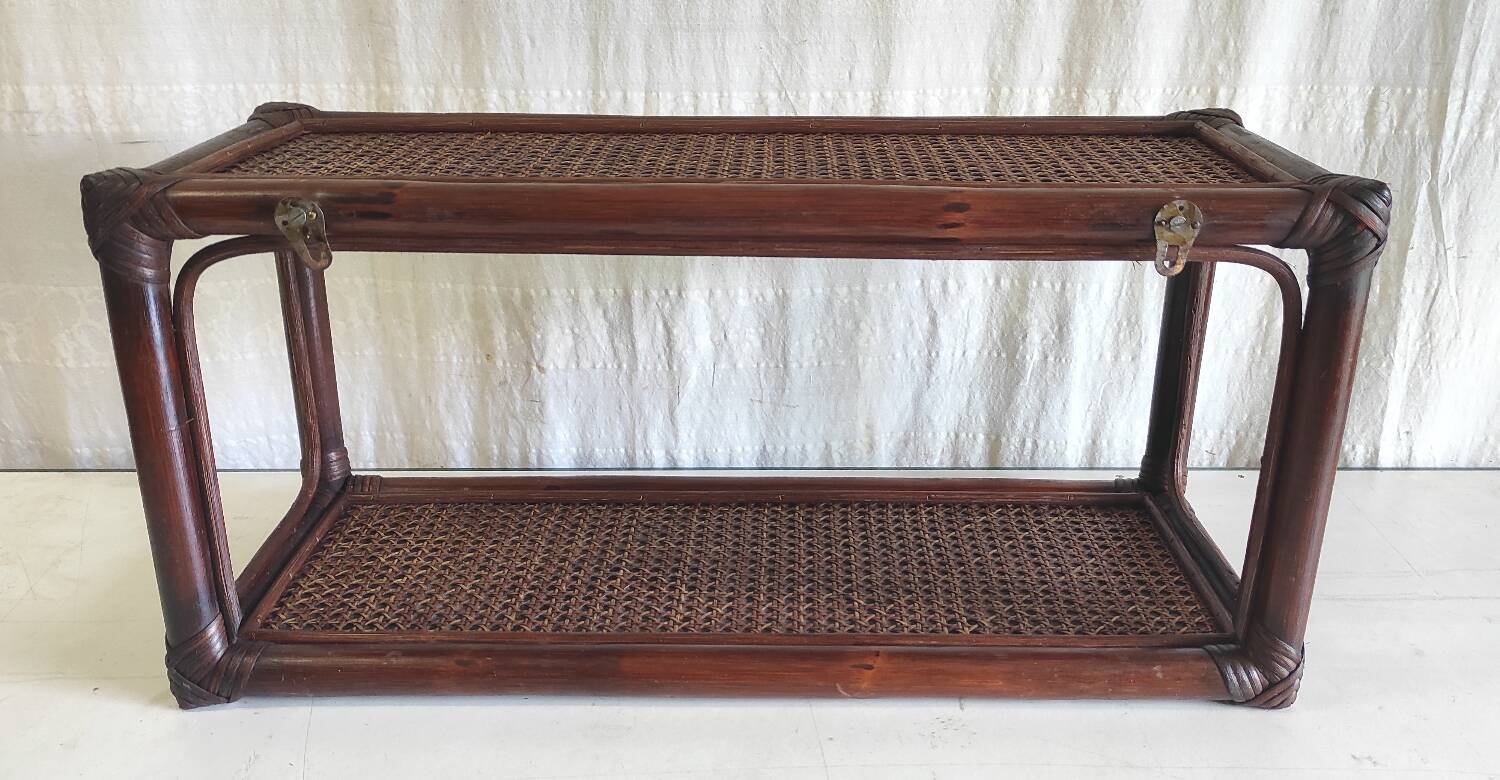 Rattan and cane wall shelf - 70s/80s