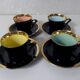 4 old black and gold cups in Vintage color
