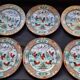 Set of 6 vintage Chinese porcelain plates from Macau (1970) hand painted