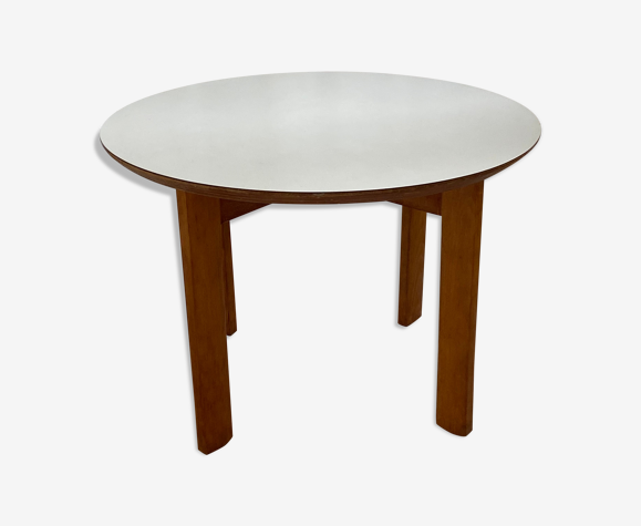 Table d’appoint ronde, formica gris années 50