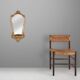Miroir en résine dorée de style baroque Deknudt avec plateau, Belgique années 1970