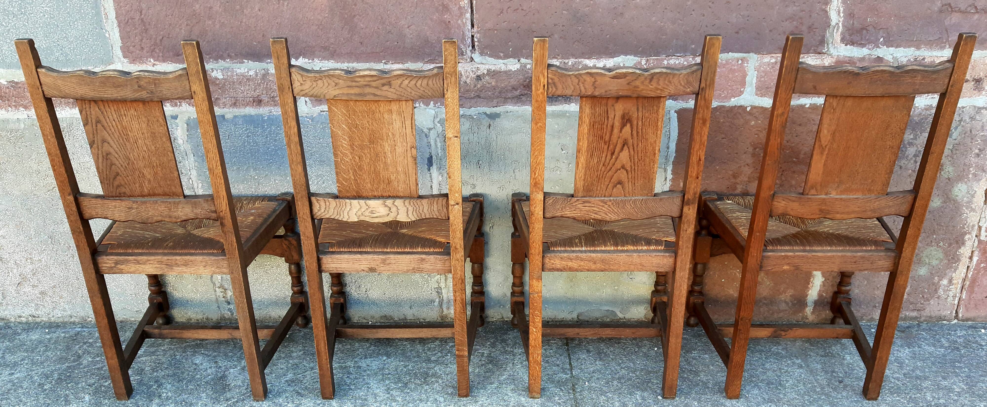 4 Basque oak chairs