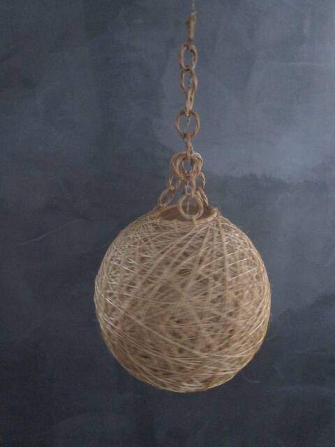 Vintage rope and rattan pendant light