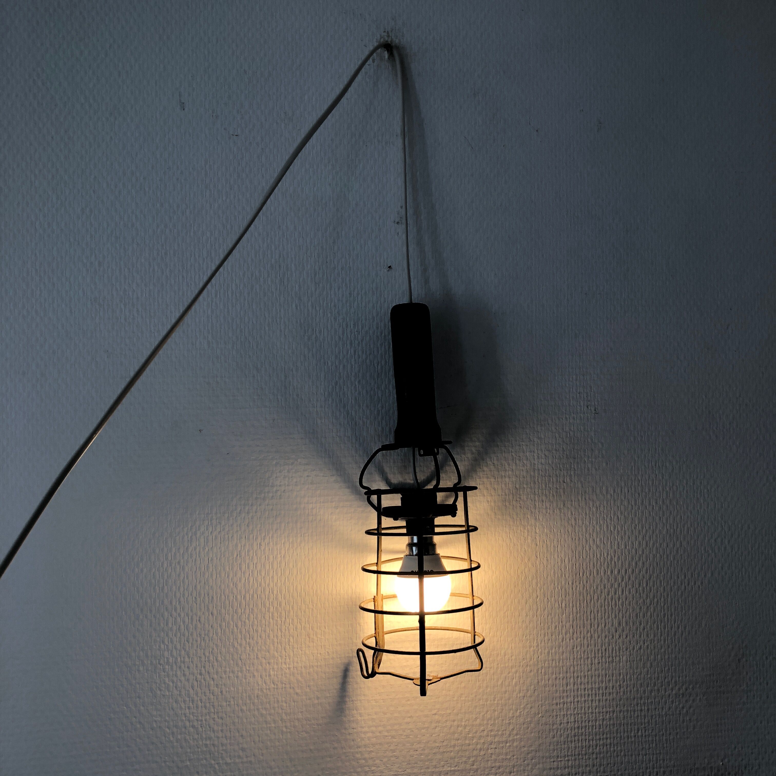 Wooden garage lamp from the 50s