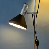 Vintage black mid-century floor lamp with two aluminium spots
