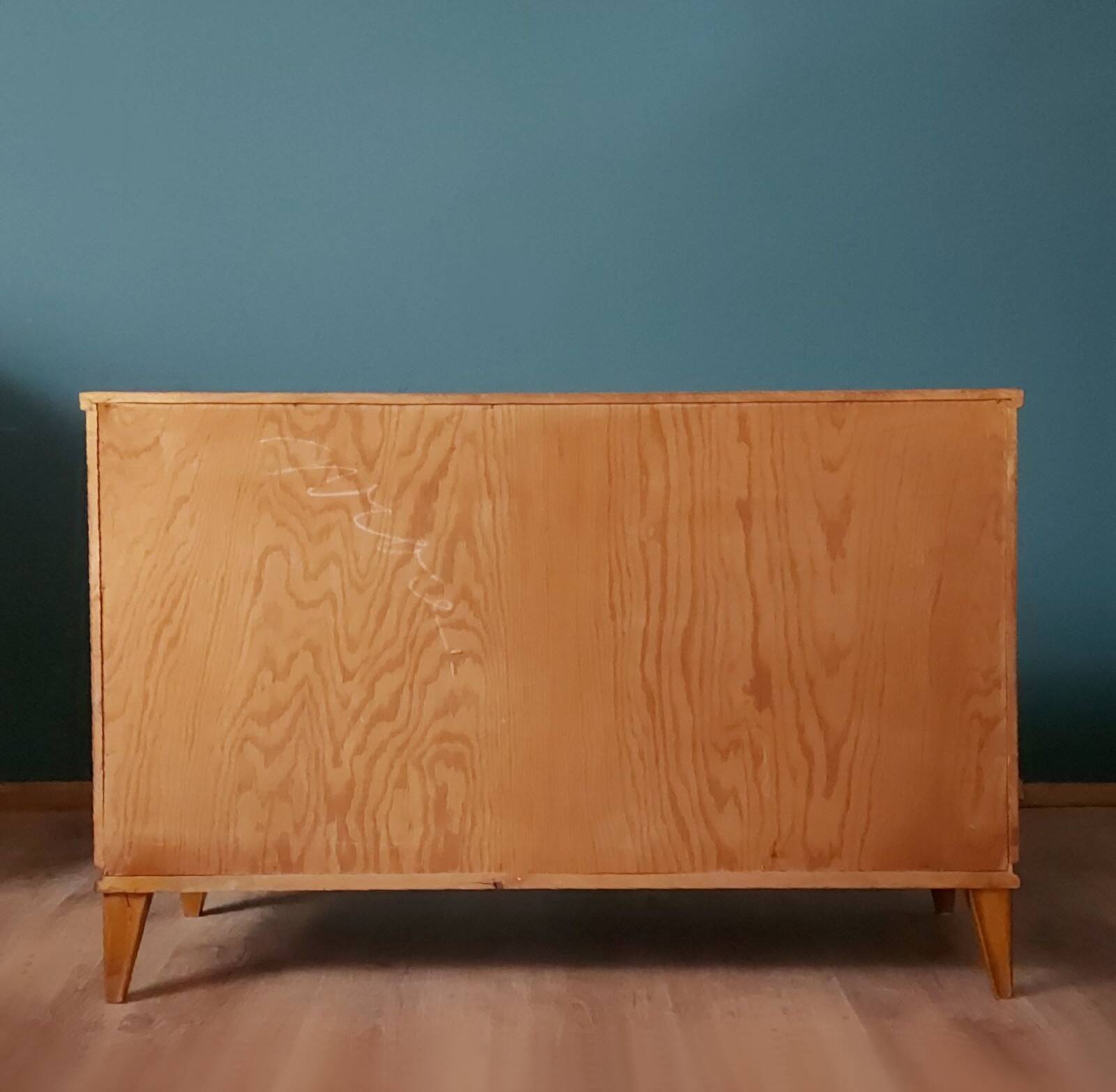Commode à tiroirs rayonnante en bouleau, Danemark, années 1950
