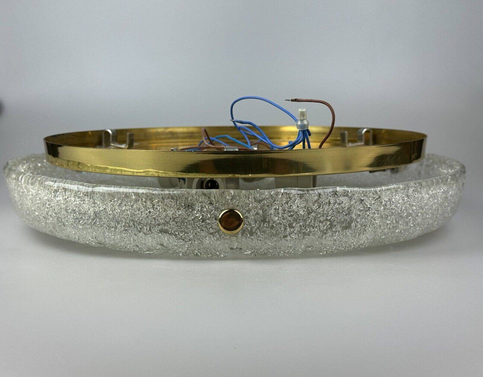 60s 70s Ceiling Light Lamp Plafoniere Flush Mount Ice Glass Hillebrand