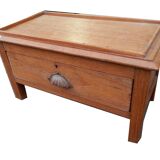 Table Basse Chevet avec Tiroir Ancien Petit Coffre en Teck Pièce d'Origine Inde