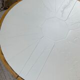 Round coffee table white ceramic and wood