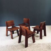 Constructivist Oak Dining Chairs, Belgium, 1960s, Set of 4