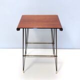 Vintage tv stand/ side table with an ebonized beech top and an iron frame, italy