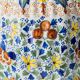 Polychrome Dutch Delft Table Lamp, Tichelaar Makkum, with New Loose Pleat Silk Shade