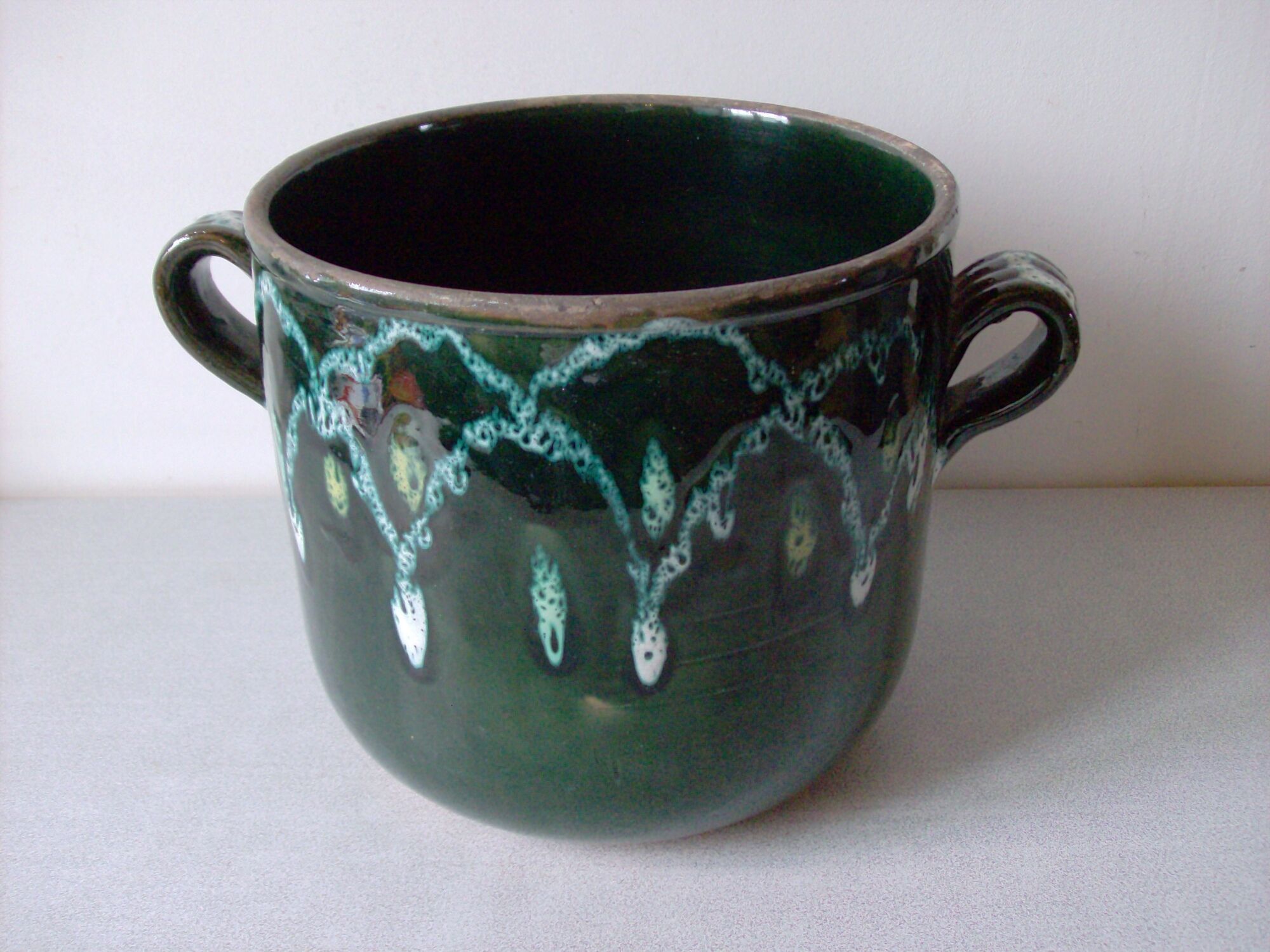 Old glazed terracotta planter Made in France winter garden garden decor