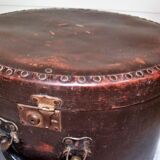Studded old leather hat box