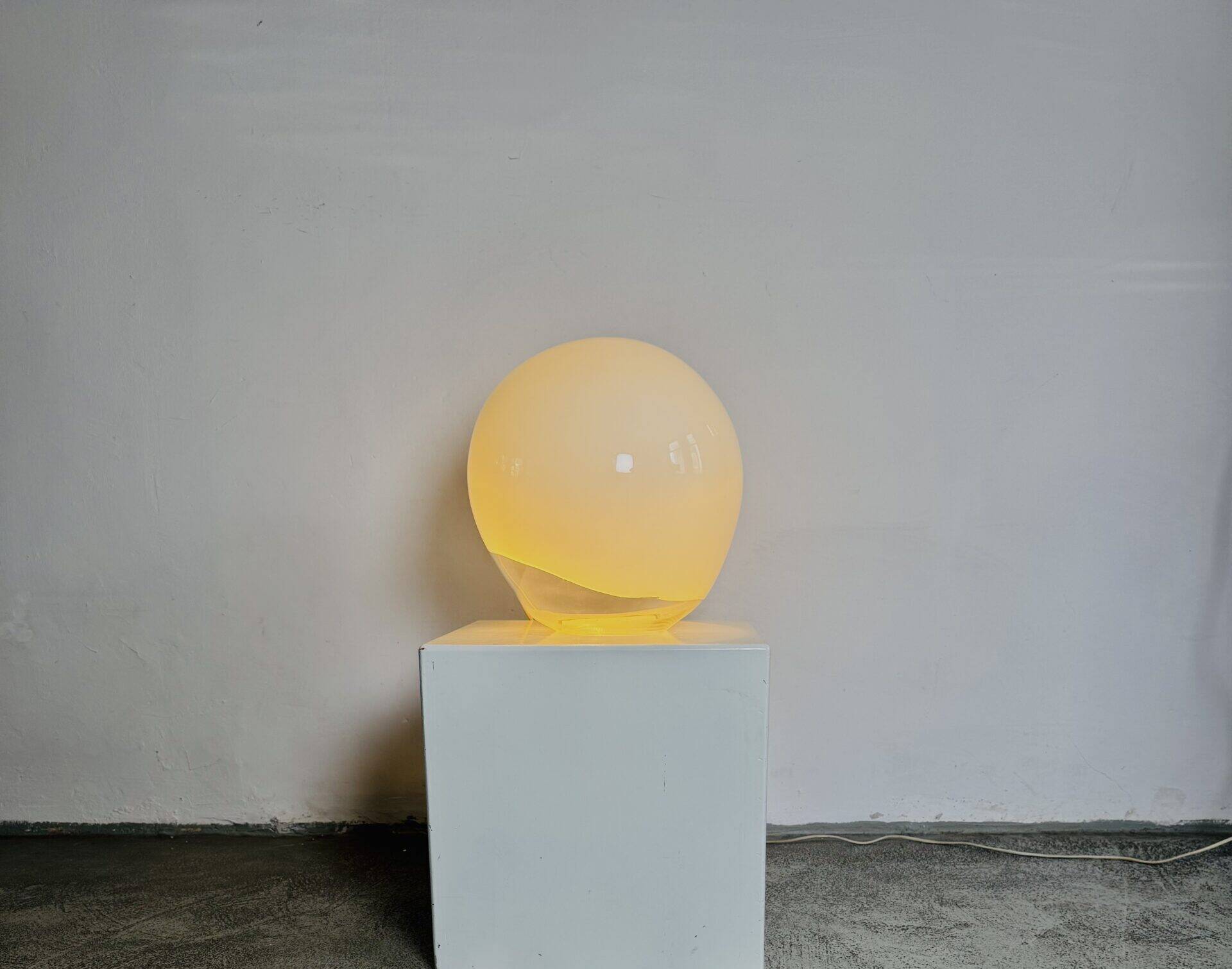 Large 'Nessa' Murano Glass Sphere Lamp In Opal White By Gino Vistosi For Vistosi, Italy 1970S