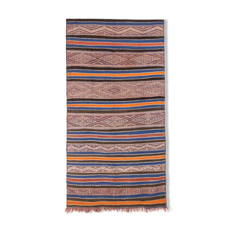 Kilim berbere vintage bleu 350 x 145 cm